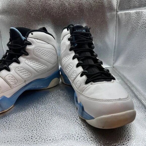 Size 8.5 - Air Jordan 9 Retro 2010 Mens Powder Blue Leather Sneakers 302370-103 - Picture 5 of 10